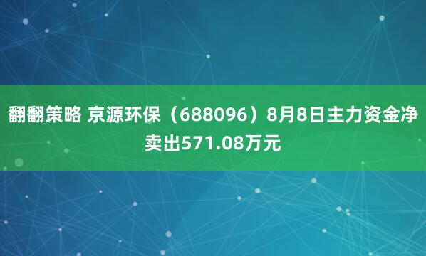翻翻策略 京源环保（688096）8月8日主力资金净卖出571.08万元